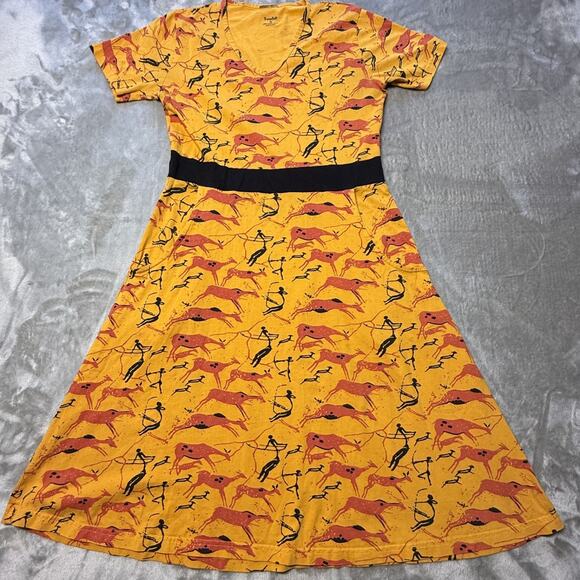 Svaha Ethnic Cave Art Arches Hunters Twirl Dress Sz: M w/ Pockets Flare - Picture 3 of 9